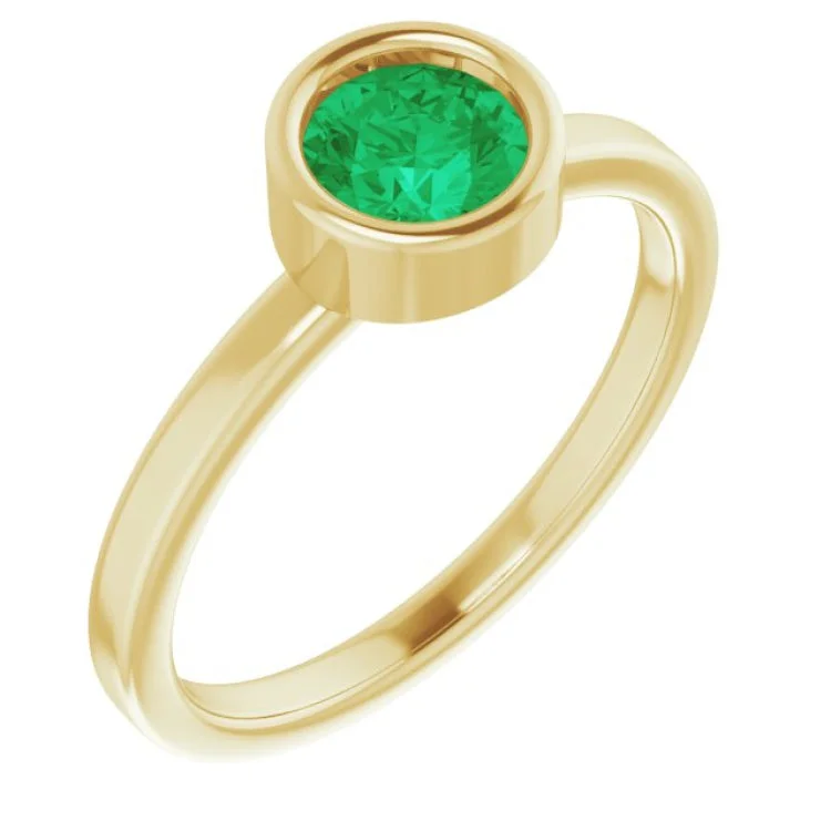 FriendshipRings-14K Yellow 5.5 mm Lab-Grown Emerald Ring