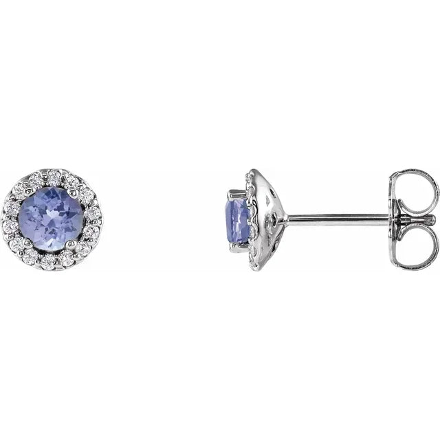 Clear Earrings-Chic Earrings-14KT WHITE 0.54CT TANZANITE & 1/10 CTW DIAMOND EARRINGS