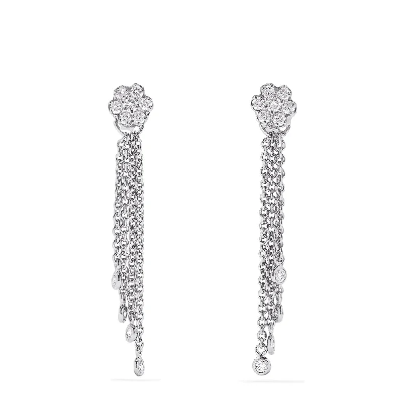 Gemstone Dangle Earrings-Gemstone Earrings for Weddings-Bouquet 14K White Gold Diamond Tassel Earrings, 0.53 TCW