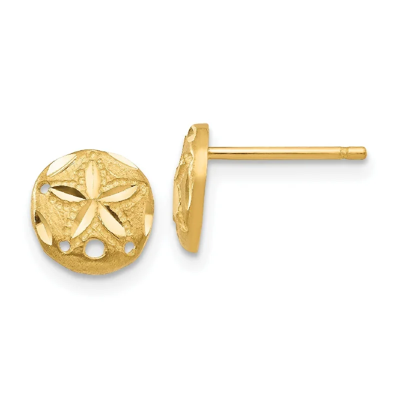 Adjustable Earrings-Chic Earrings-14K Yellow Gold Small 8mm Diam.-Cut Sand Dollar Stud Earrings