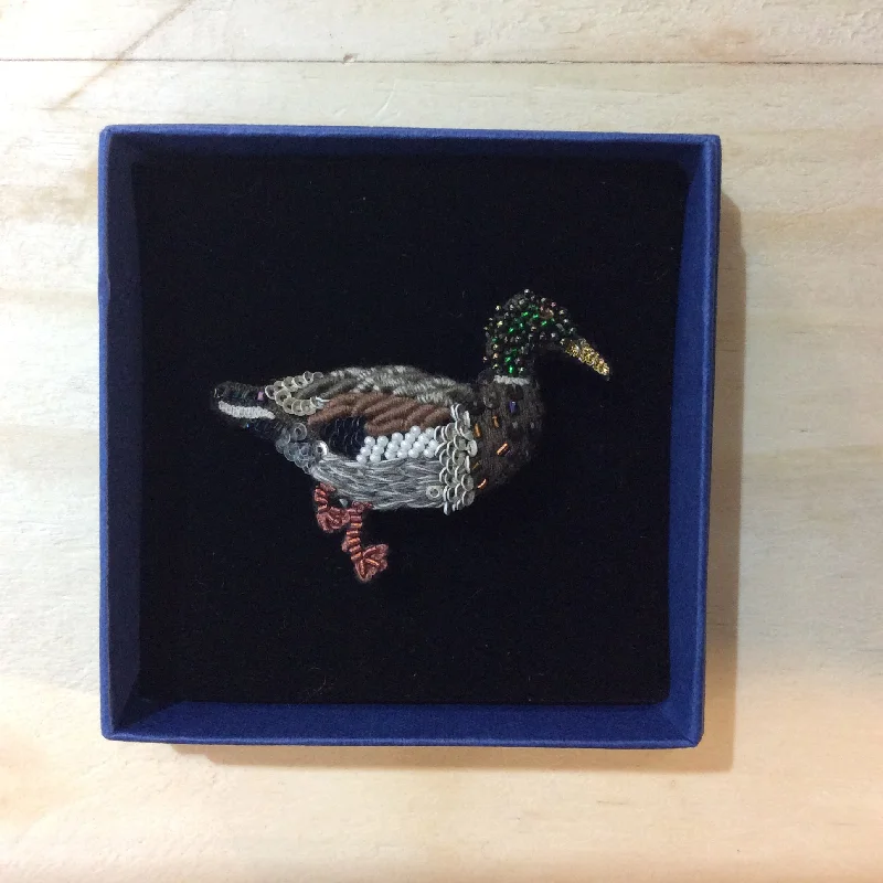 Brooch with gemstone-Mallard Duck Brooch