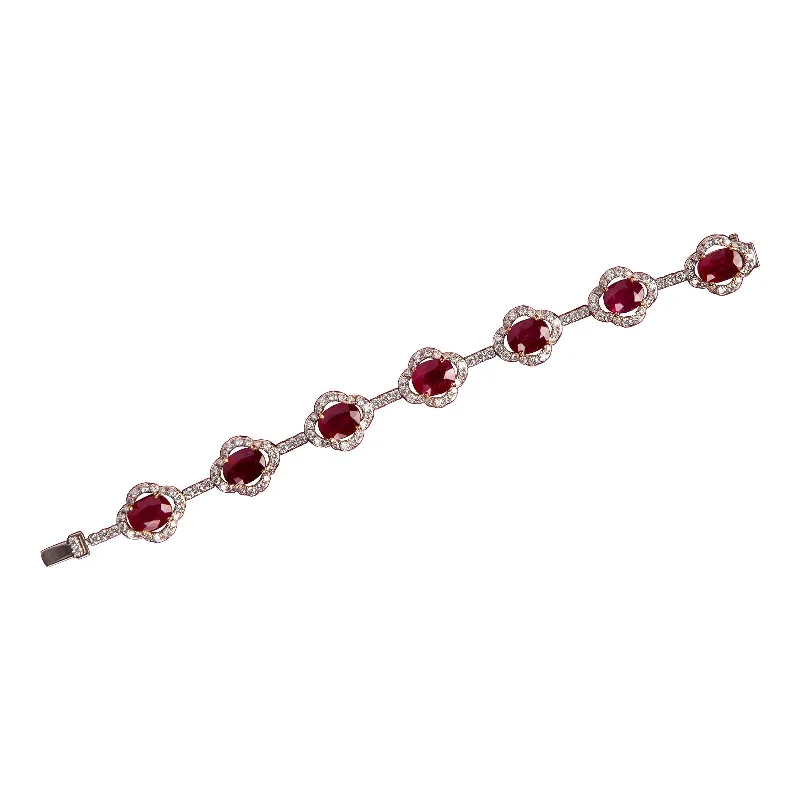 StatementBracelets-Ruby & Diamond Clover Bracelet