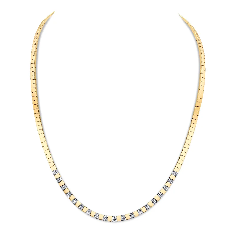 Vintage Style Chain Necklaces-Alternating Gold and Diamond Collar Necklace