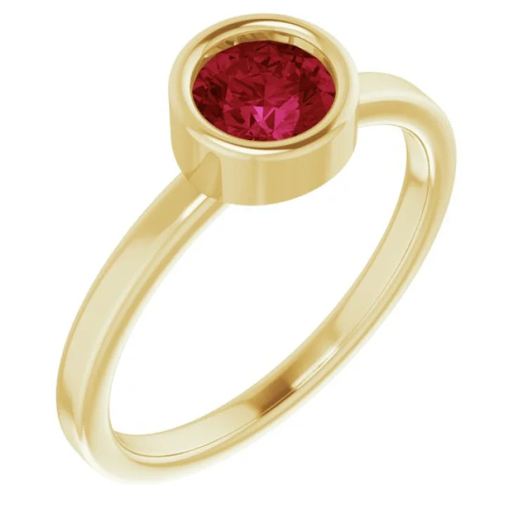 CatRings-14K Yellow 5.5 mm Lab-Grown Ruby Ring