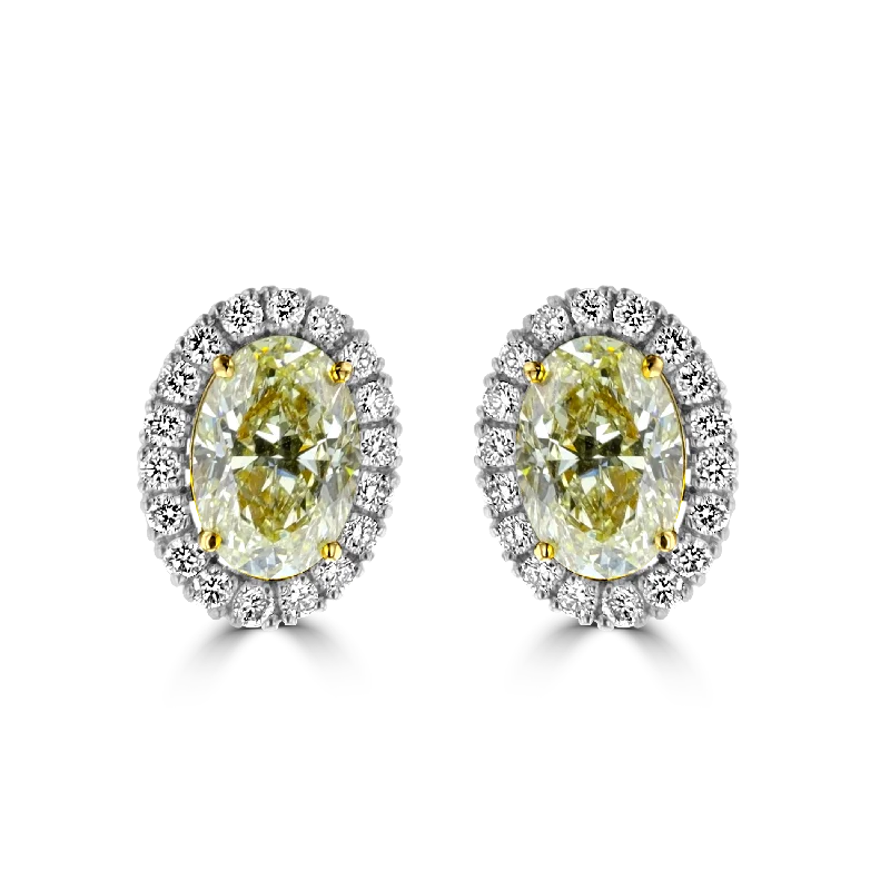 Cute Hoop Earrings-Gold Stud Earrings-18KT WHITE GOLD 3.24 CTW & 0.62 CTW DIAMOND EARRINGS