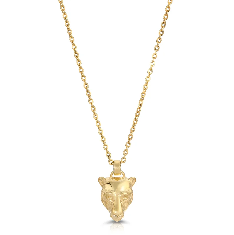 Gold Plated Necklaces for Women-Gold Lioness Charm Necklace