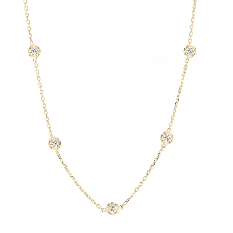 Elegant Pearl Necklace Sets-1.28 ctw Diamonds By The Yard Necklace