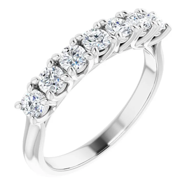 FlowerRings-Platinum 3/4 CTW Natural Diamond Seven-Stone Anniversary Band