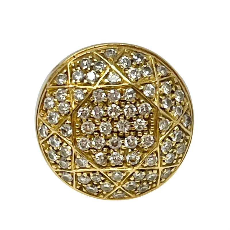 LoveRings-18K Gold Round  Diamond Signet  Ring