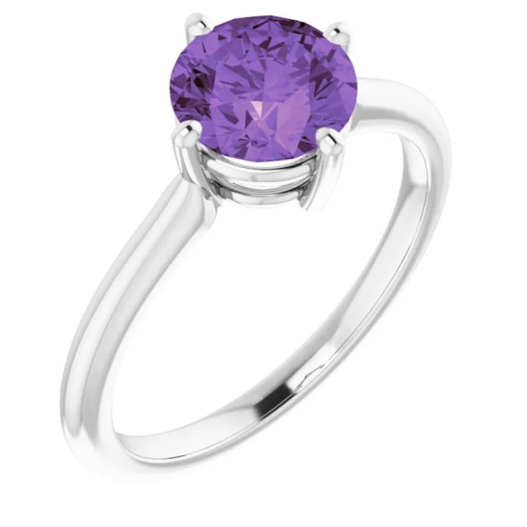 ButterflyRings-14K White Natural Amethyst Ring