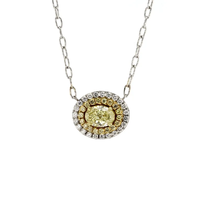 Unique Silver Necklaces for Women-Yellow & White Diamond Pendant Necklace