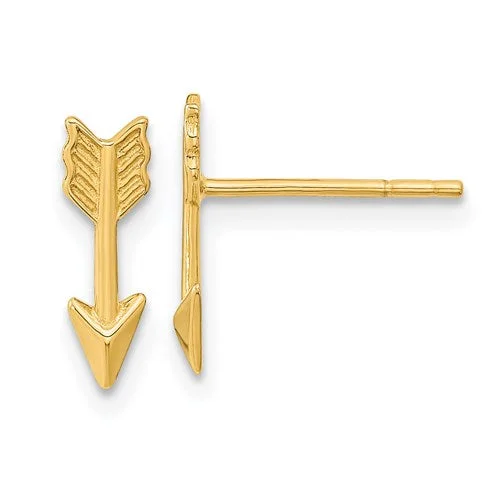 Colorful Stud Earrings-Bridal Earrings-14k Yellow Gold Polished Arrow Post Earrings