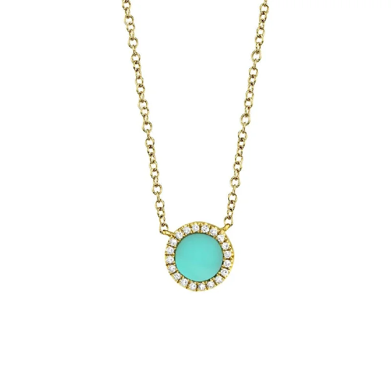 Zodiac Necklaces for Women-Turquoise & Diamond Pendant Necklace