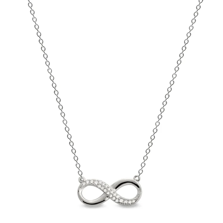 Zodiac Necklaces for Women-Platinum Finish Sterling Silver Micropave Infinity Necklace with Simulated Diamonds on 16" to 18" Adjustable Cable Chain