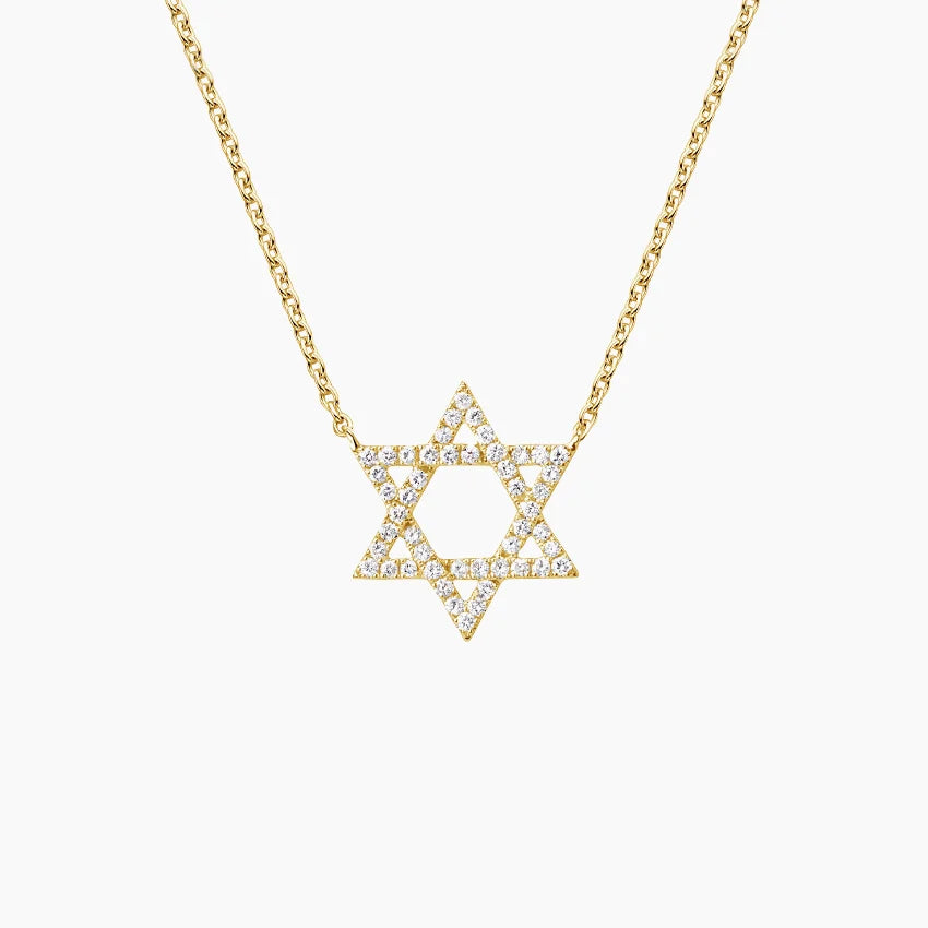 Luxury Pendant Necklaces-Gold and Diamond Star of David Necklace