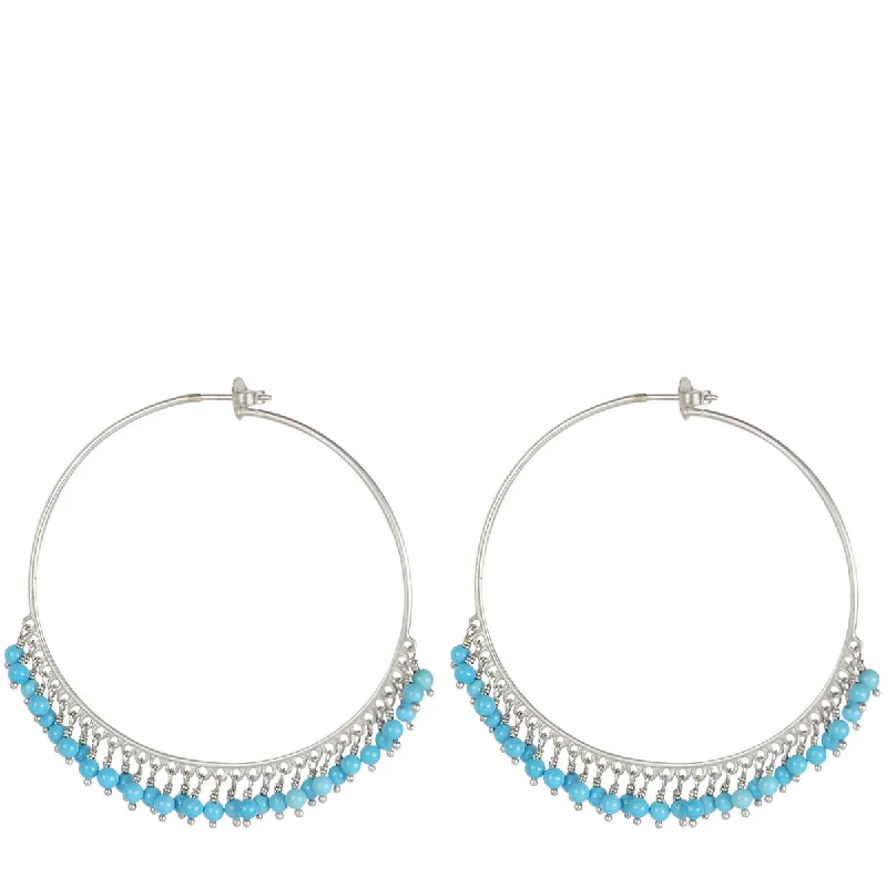 Crystal Stud Earrings-Chic Earrings-Sterling Silver Large Turquoise Endless Hoop Earrings