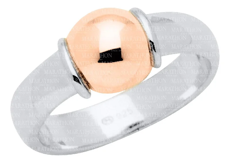 OceanRings-Authentic Cape Cod Ring made by Lestage - Sterling Silver w/ 14k Rose Gold Bead