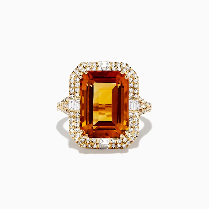 LadybugRings-Sunset 14K Yellow Gold Cirtine and Diamond Ring