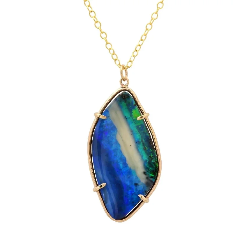 Modern Necklaces with Charms-Blue Storm Opal Necklace