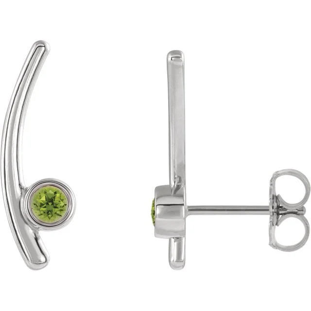 Chunky Hoop Earrings-Double Hoop Earrings-14KT GOLD 1/4 CTW PERIDOT BEZEL-SET EAR CLIMBER EARRINGS