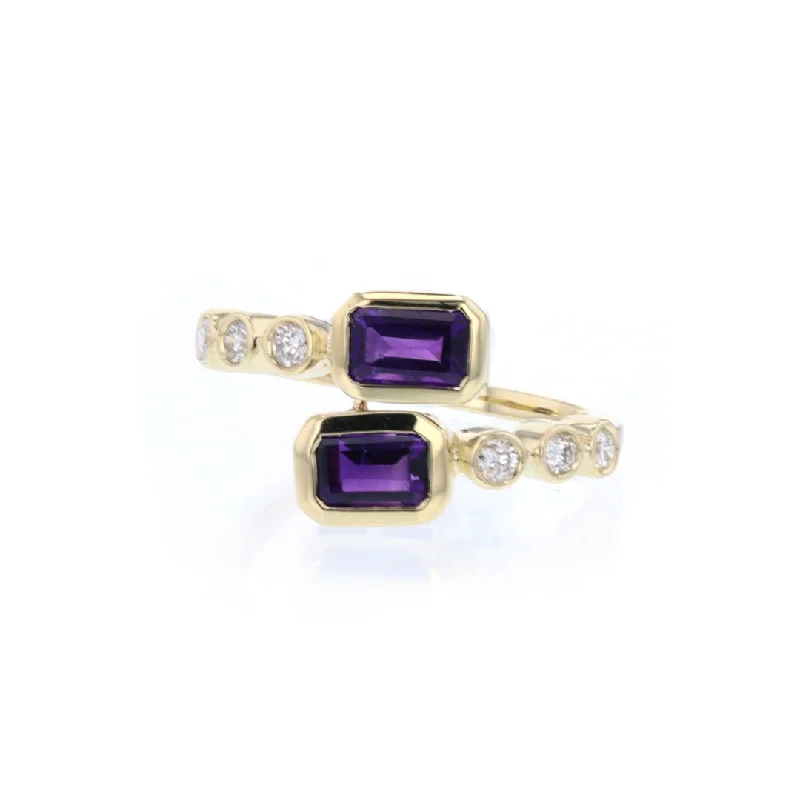 ThreeStoneRings-Amethyst & Diamond Ring