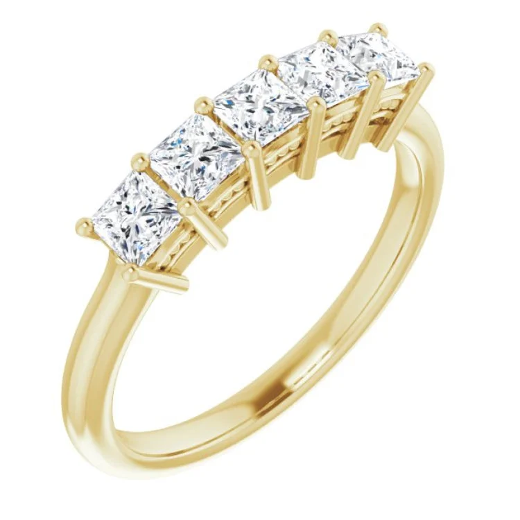 BezelSetRings-14K Yellow 3/4 CTW Natural Diamond Anniversary Band