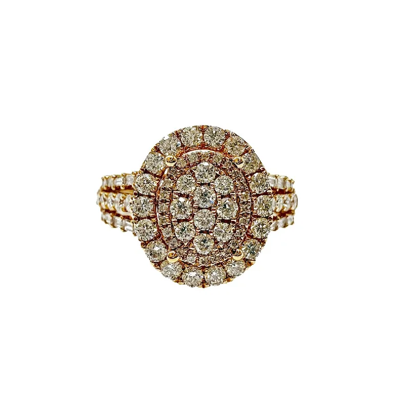 TriColorRings-18K Rose Gold Ring with Pave Diamonds