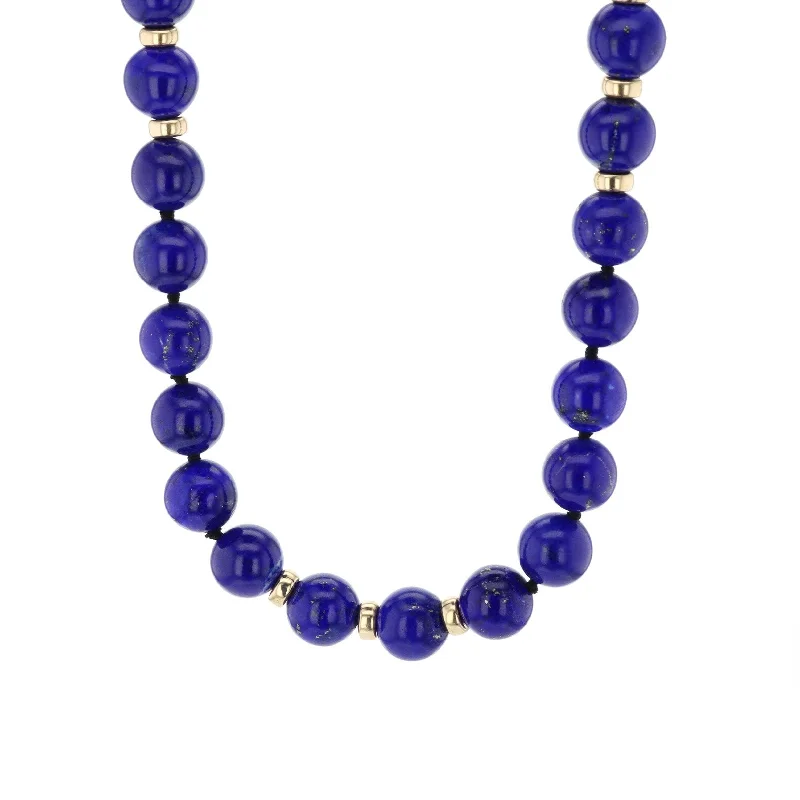 Pearl Strand Necklaces-34" Lapis Bead Strand Necklace