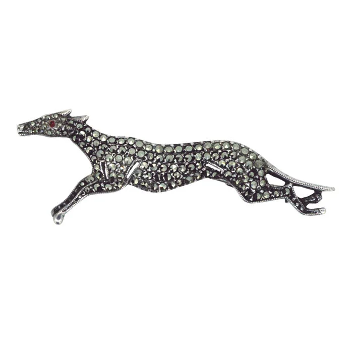 Brooch with turquoise stones-Marcasite Greyhound Brooch