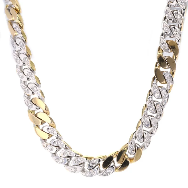 Pearls and Diamonds Necklaces-2.34 ctw Diamond Cuban Link Necklace