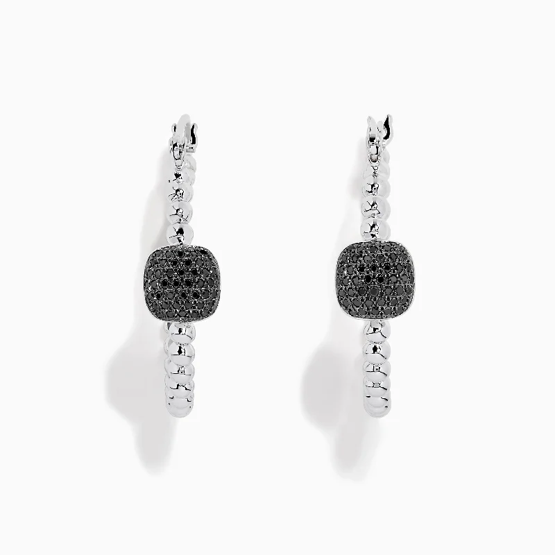 Party Drop Earrings-Multi-Color Earrings-925 Sterling Silver Black Diamond Hoop Earrings, 0.25 TCW