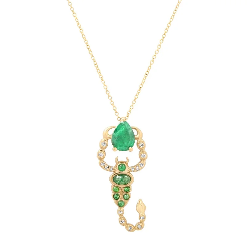 Zodiac Sign Necklaces-Emerald Scorpion Necklace