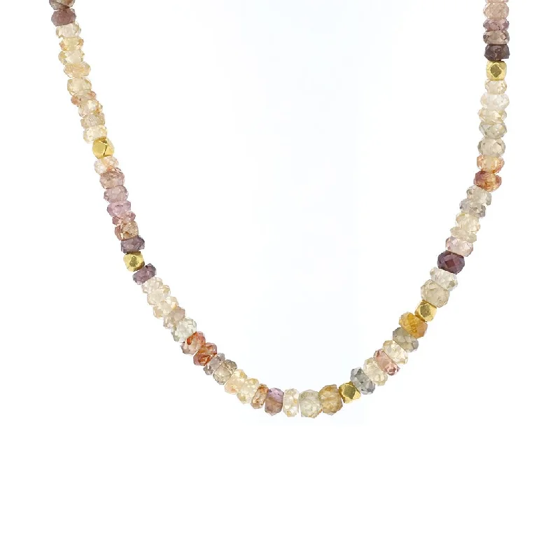 Layered Gold Necklaces-Zircon Faceted Bead Necklace