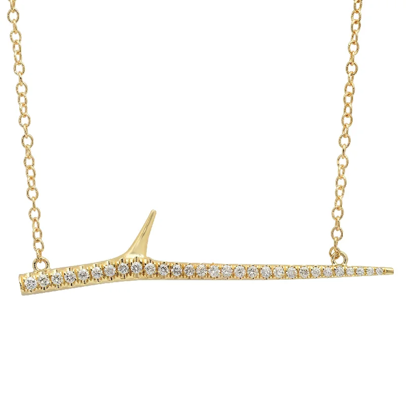 Celebrity Inspired Necklaces-Horizontal Diamond Thorn Necklace