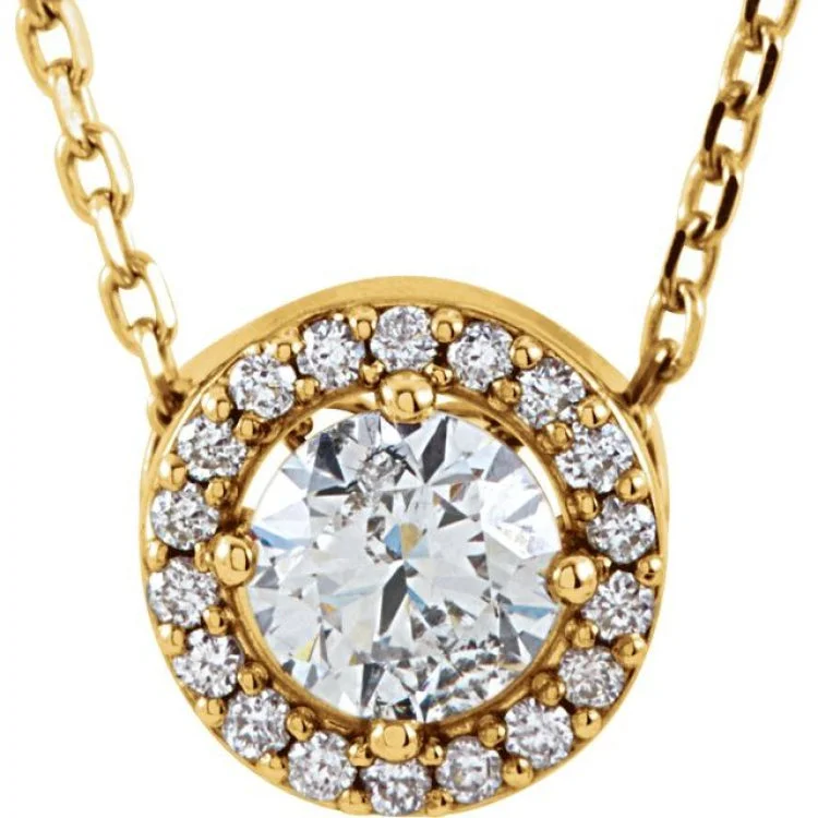 Eco-Friendly Necklaces for Women-14K Yellow 1/4 CTW Natural Diamond Halo-Style 16" Necklace