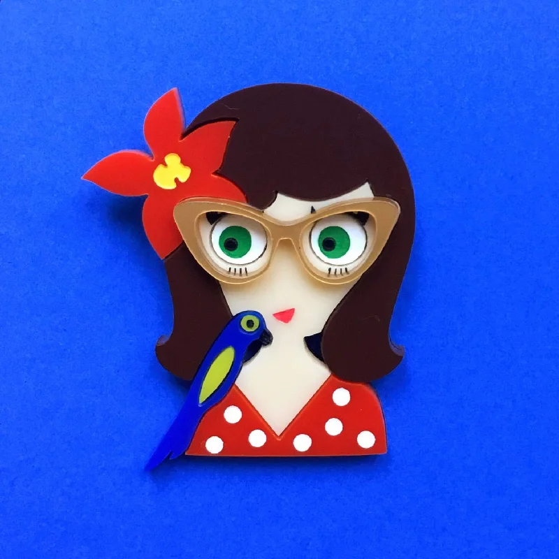 Brooch for cocktail dress-CARMEN Acrylic Brooch, May Pin-up & Parrot Limited Edition