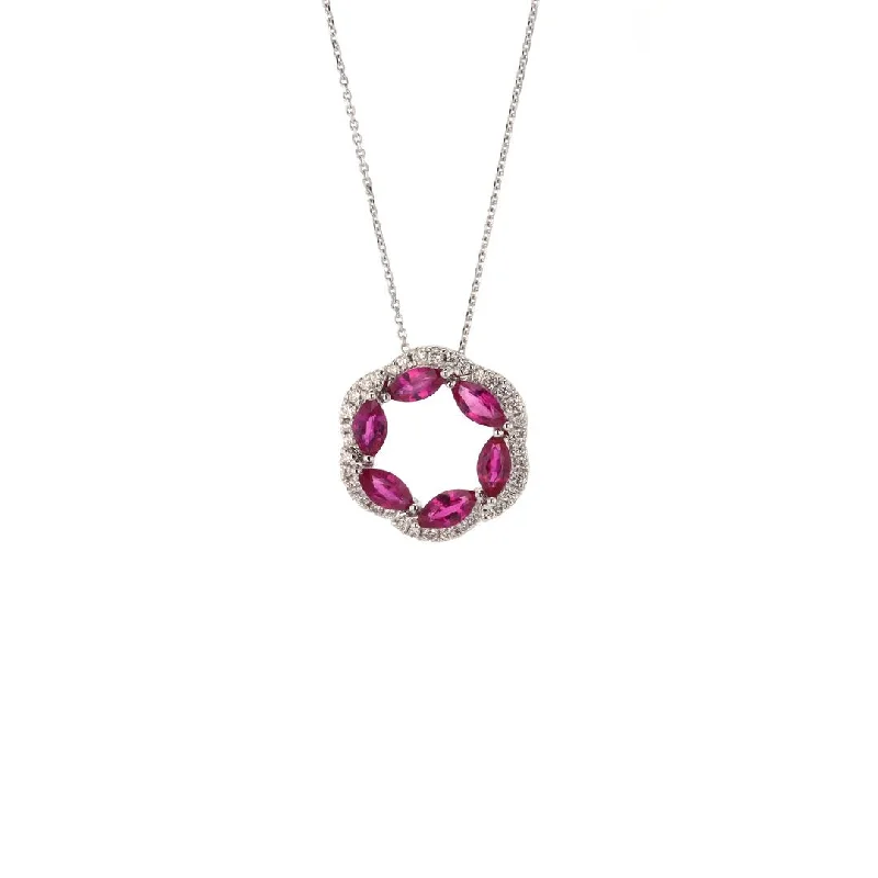 Crystal Pendant Necklaces-18" Ruby & Diamond Pendant Necklace | M10278611