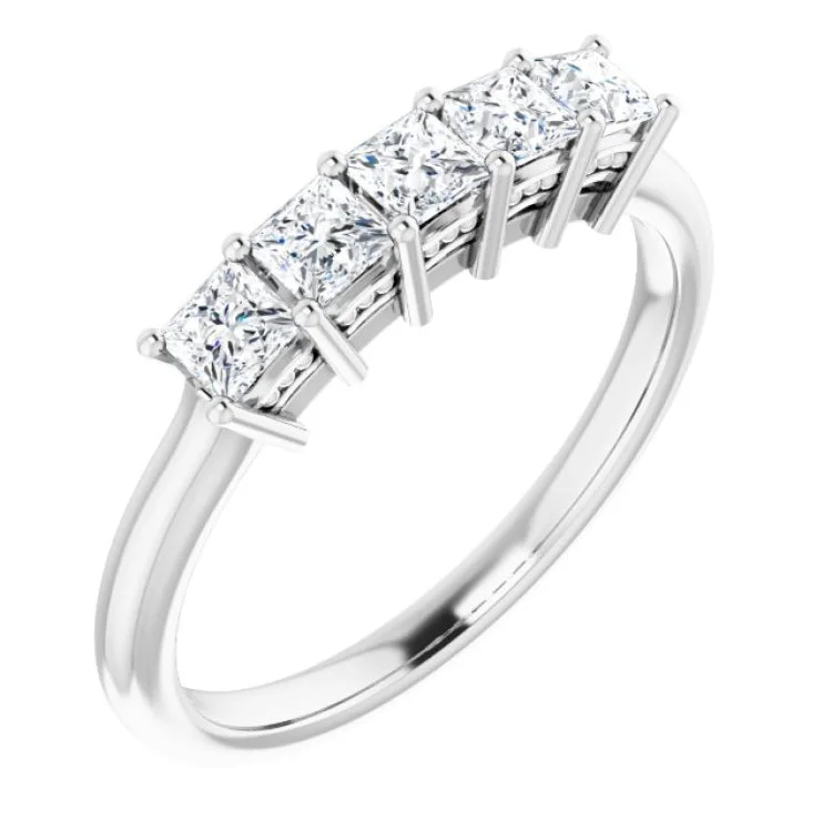 LuckRings-14K White 5/8 CTW Natural Diamond Anniversary Band