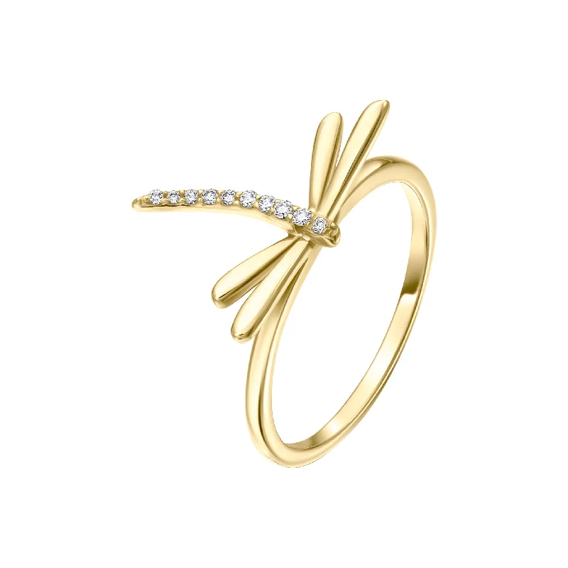 MapRings-14k Gold and Diamond Dragonfly Ring