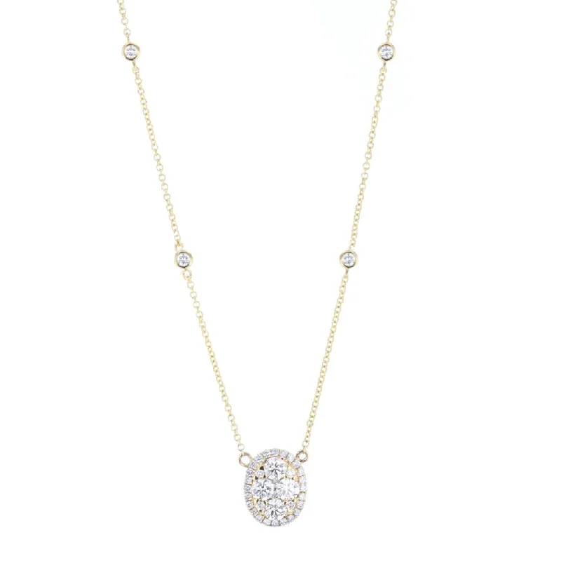 Oval Pendant Necklaces for Women-0.68 ctw Diamond Pendant Necklace