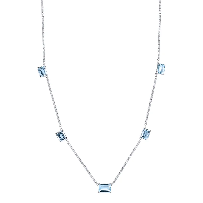 Best Necklaces for Anniversary Gifts-Aquamarine and Diamond Strata Necklace