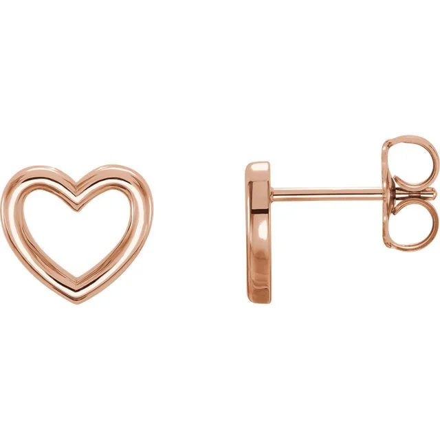 Cute Drop Earrings-Gold Hoop Earrings-14KT GOLD HEART STUD EARRINGS