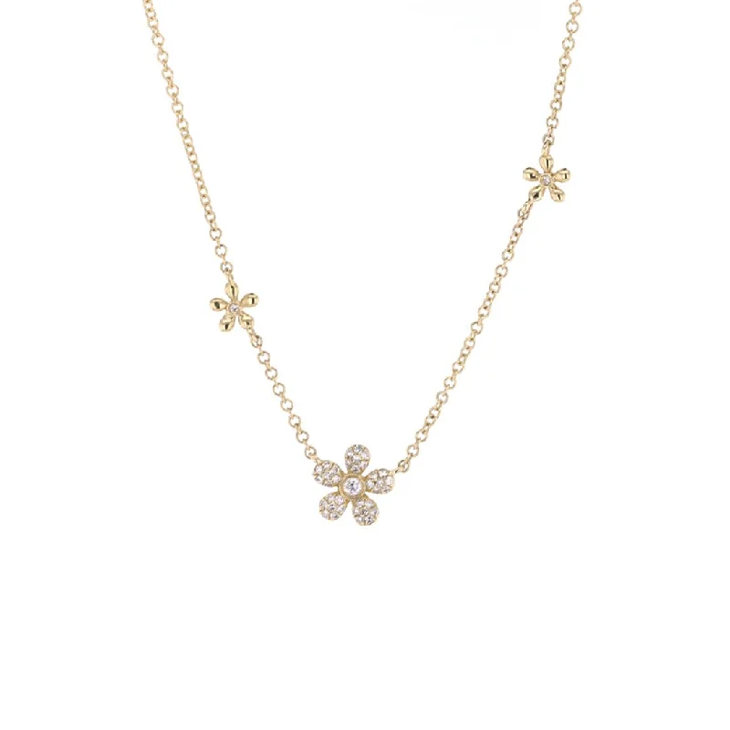 Women’s Gold Chain Necklaces-0.13 ctw Diamond Flower Necklace