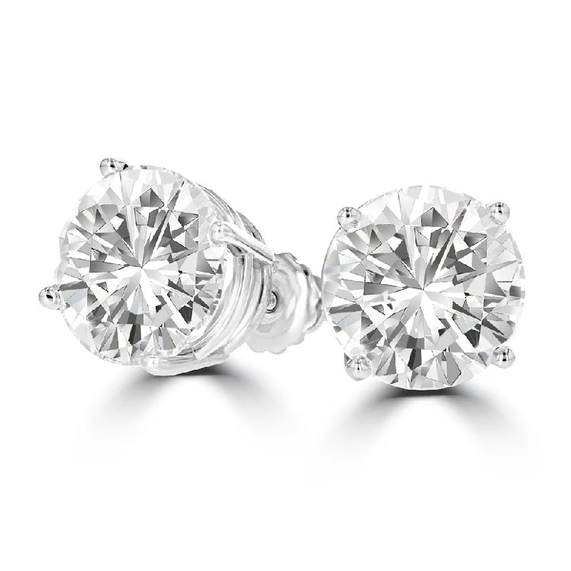 Nature-Inspired Earrings-Leather Earrings-18KT White Gold 10.03 CTW Round Diamond Earrings