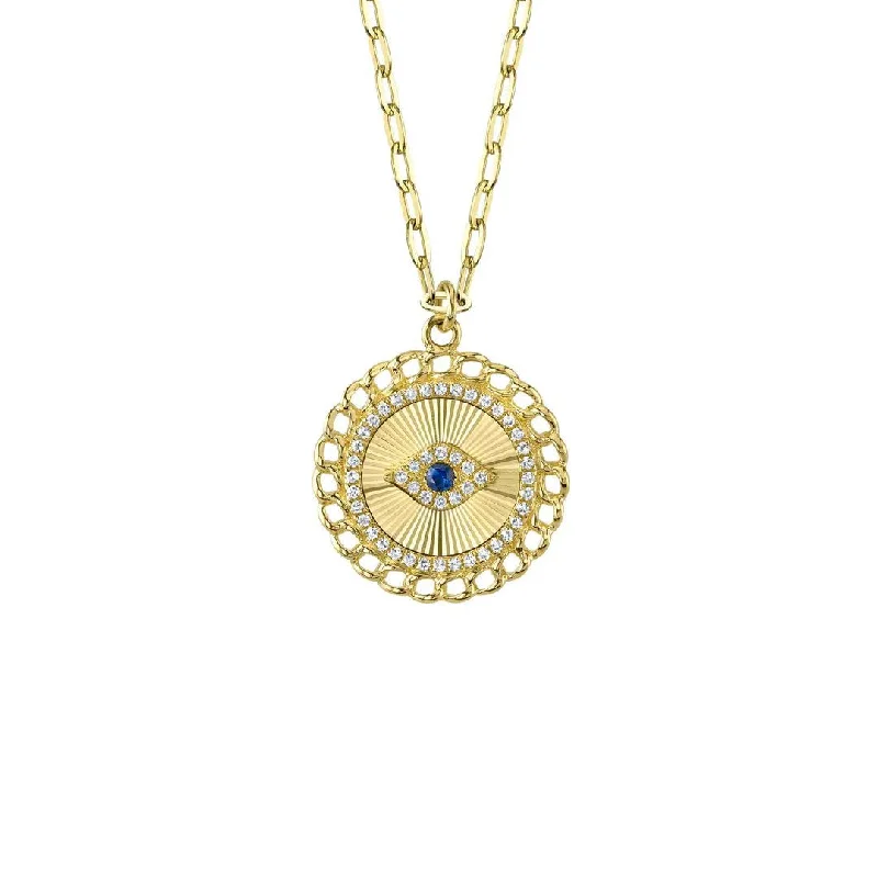 Simple Pendant Necklaces-Blue Sapphire & Diamond Pendant Necklace