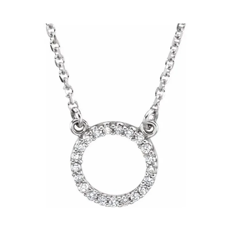 Long Necklaces for Dresses-14K White .08 CTW Natural Diamond Circle 16" Necklace