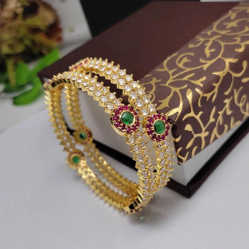 Fashion Bangles For Special Events-Aamrapali Gold Plated Austrian Stone Bangle Set