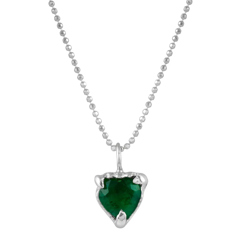 Fashion Pendant Necklaces-Emerald Heart Pendant Necklace