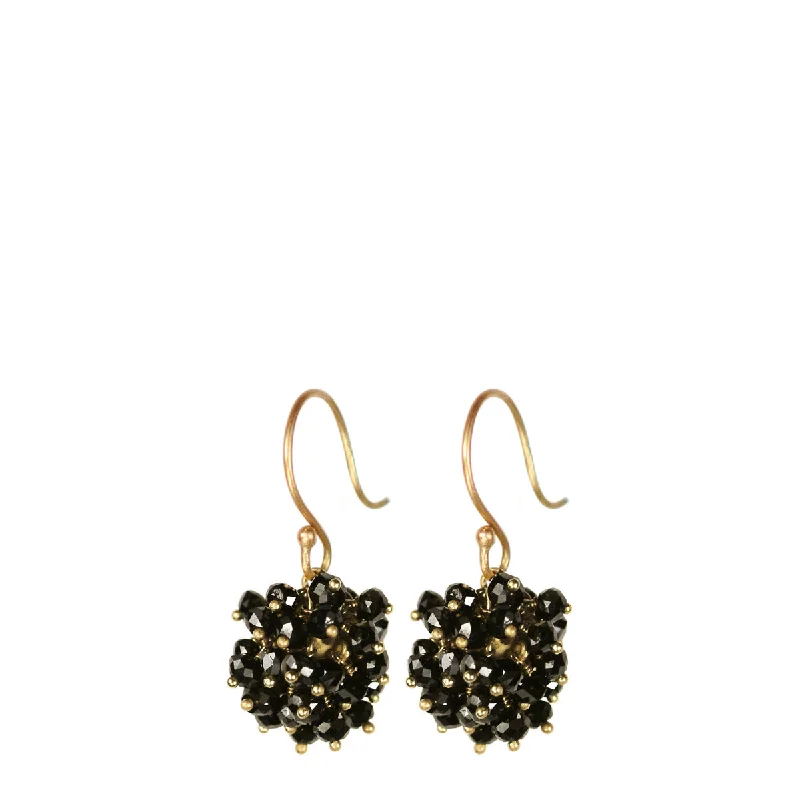 High Fashion Earrings-Elegant Stud Earrings-18K Gold All Black Diamond Bead Ball Earrings