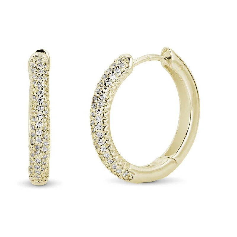 Boho Earrings-Adjustable Earrings-EMILIQUE 14KT GOLD 1/4 CTW DIAMOND 3-ROW HOOP EARRINGS